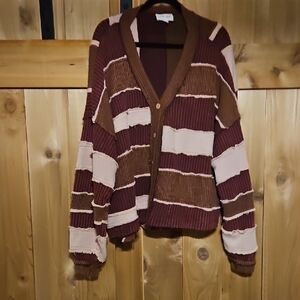 Oli & Hali Brown and Cream Striped Cardigan